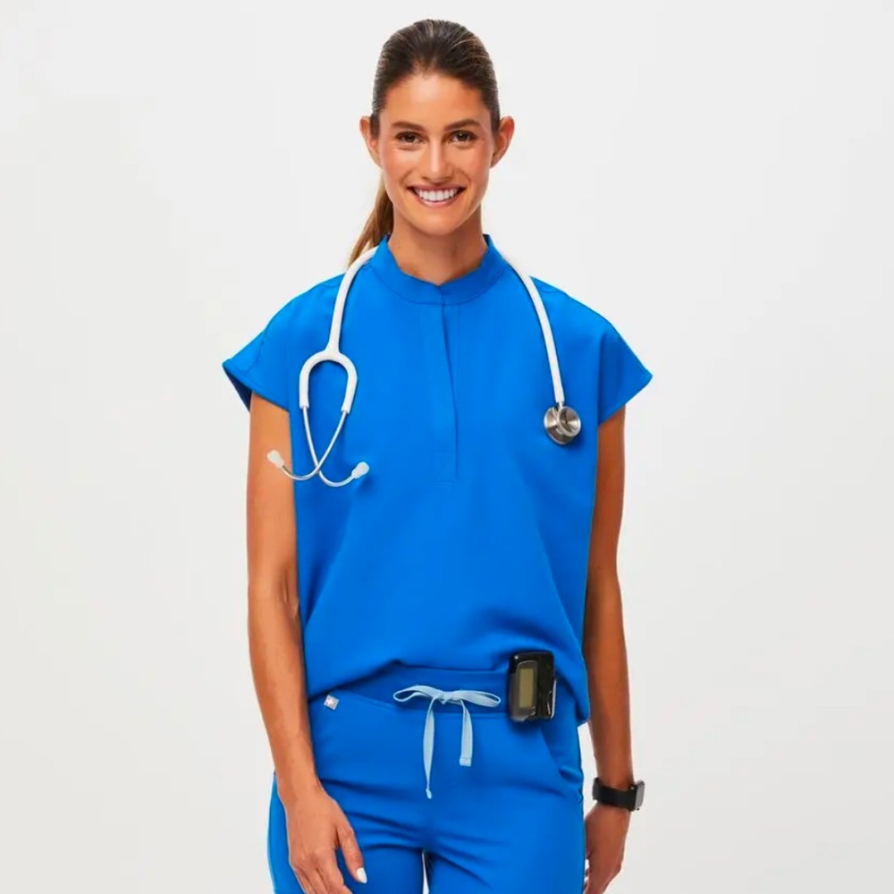 FIGS Rafaela Oversized Scrub Top in Royal Blue